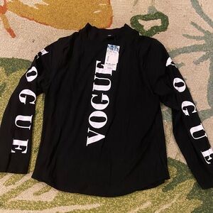 Black Long Sleeve Shirt with White Lettering